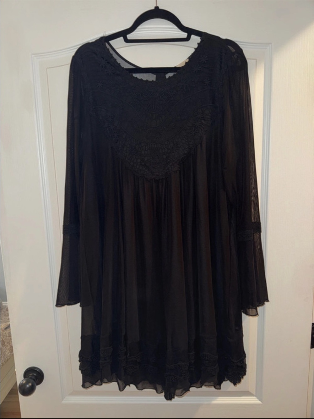 Altar'd State Black Lace Yoke Tunic Dress